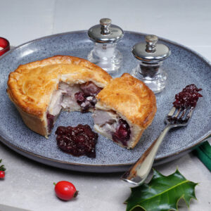 turkey ham and cranberry individual pie cut